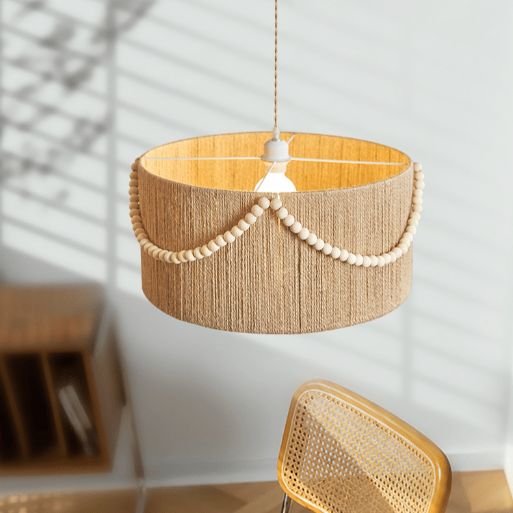 Ershaa elegantie Natuurlijk Bead Jute hanglamp