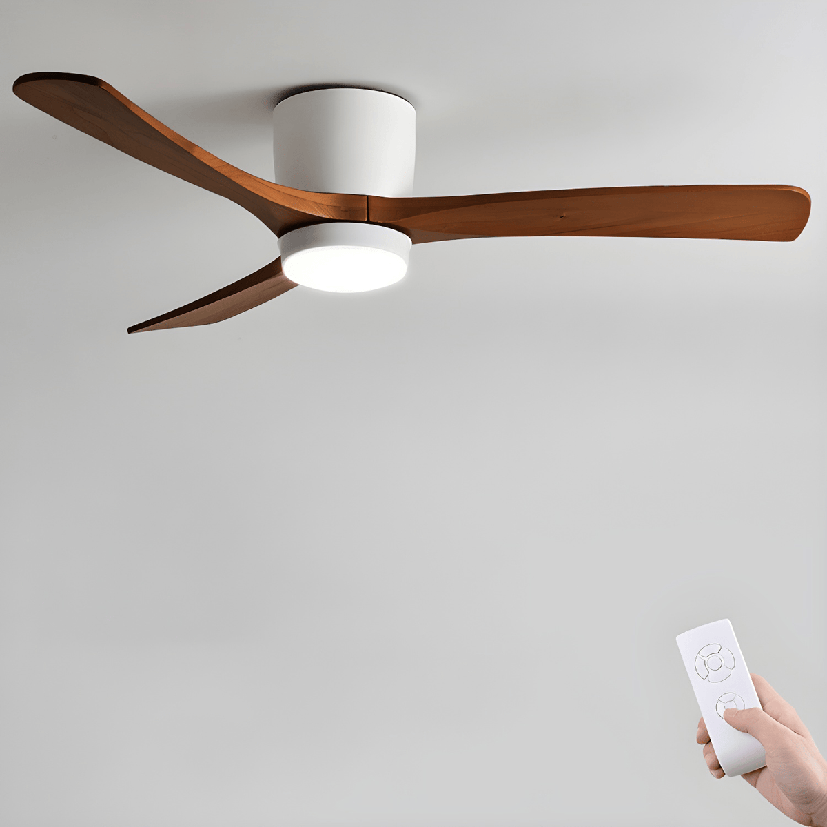 Elena Moderne plafondventilator met verlichting van walnoot hout