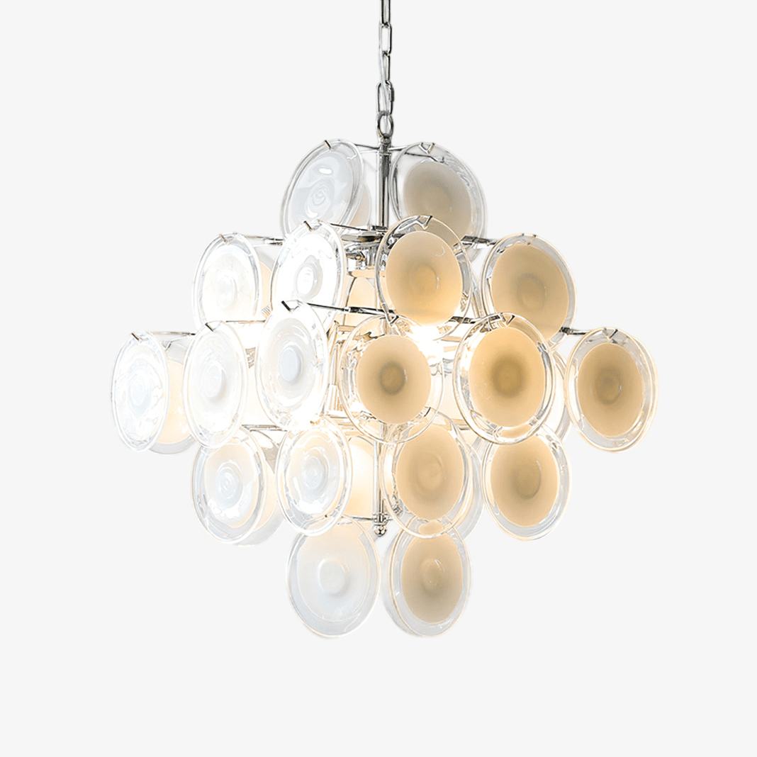 Eireira Kroonluchter Witte Murano-glasplaten Cluster
