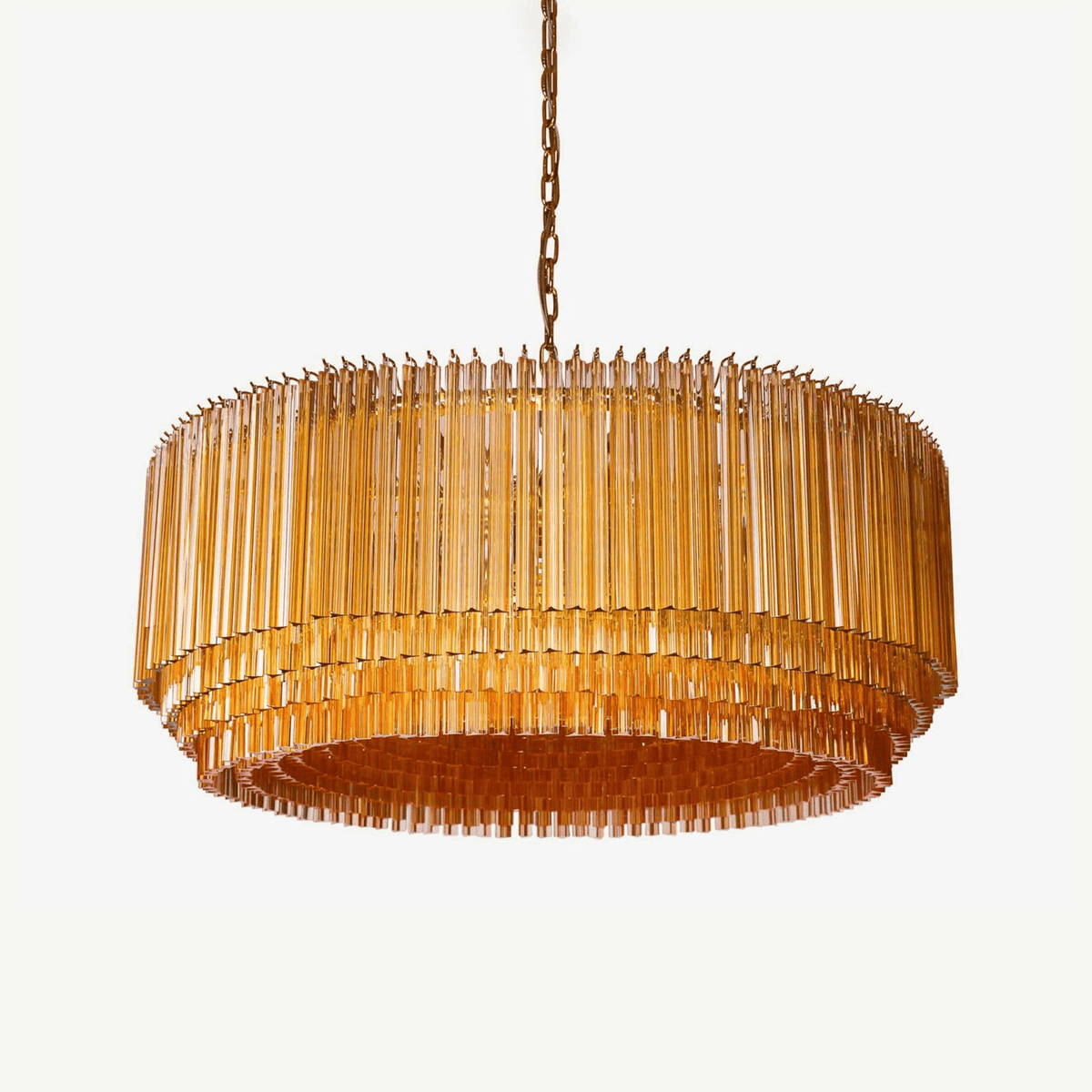 Maren Kroonluchter Tromvormig Amberkleurig glas