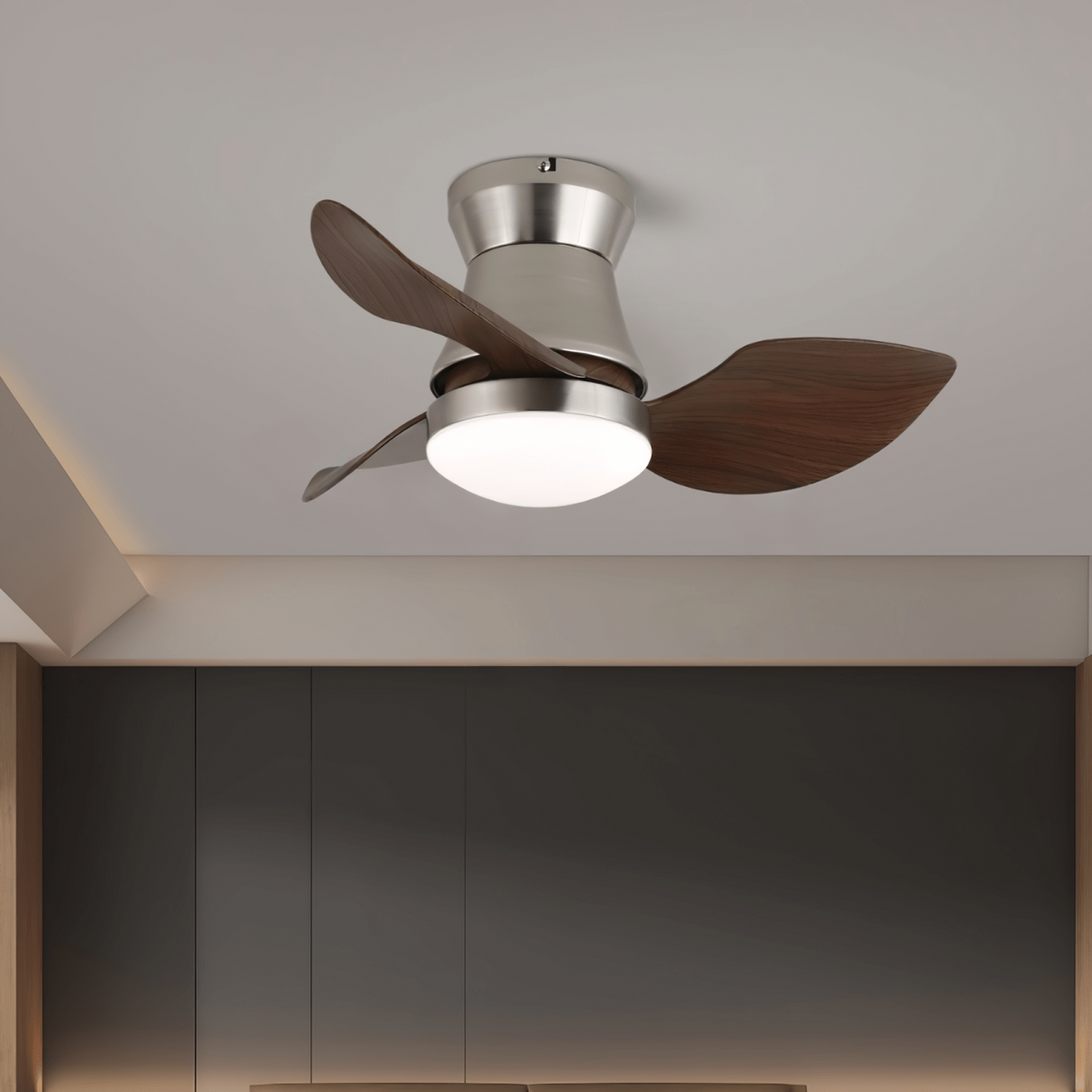 Airlume Moderne plafondventilator met verlichting van walnoothout