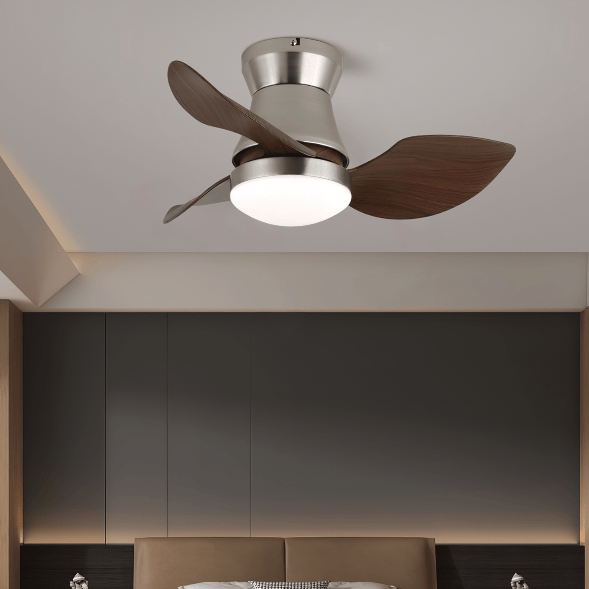 Airlume Moderne plafondventilator met verlichting van walnoothout