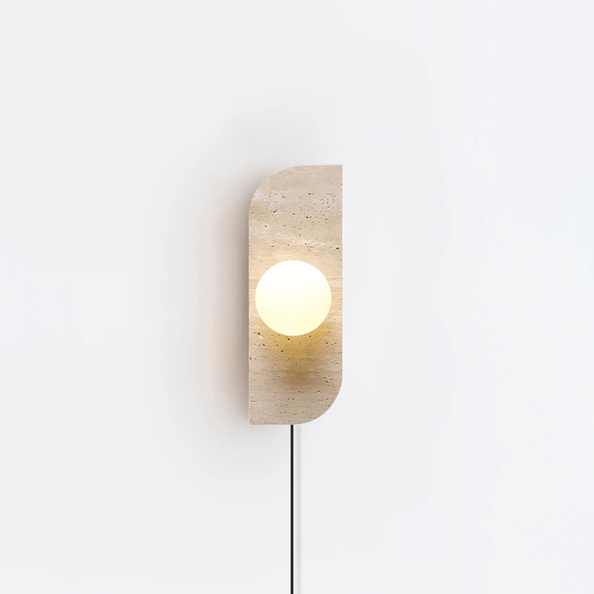 Serearia Minimalistische wandlamp van geel travertin met stekker