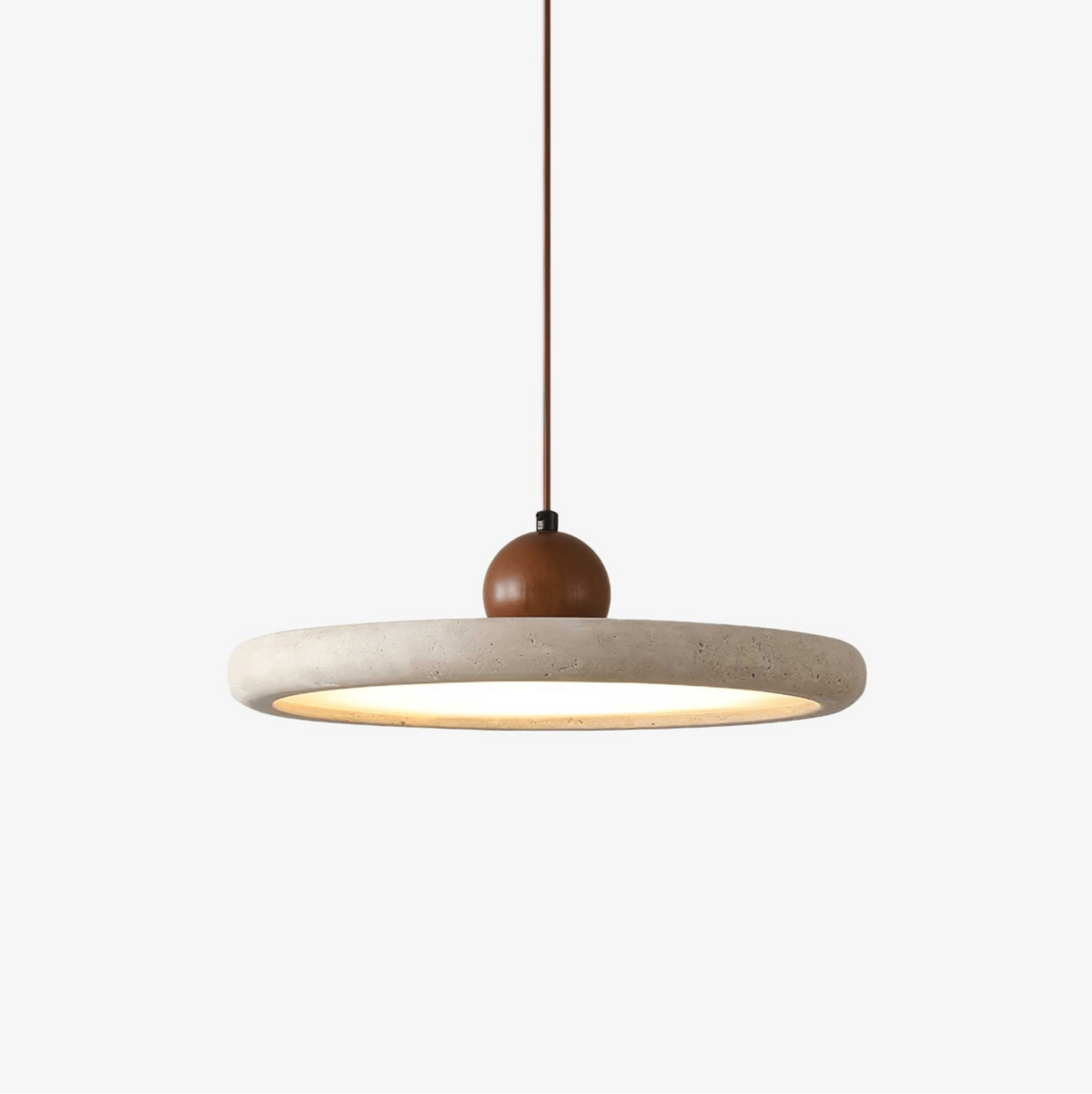 Valaielle hanglamp met dischvormige bol van geel travertin