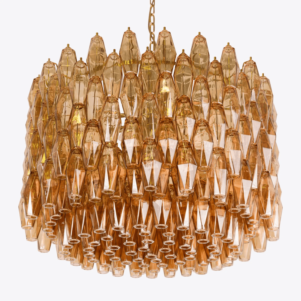 Celenella Kroonluchter van glas Cilinder Amberglas Elegante Goudkleurige Afwerking