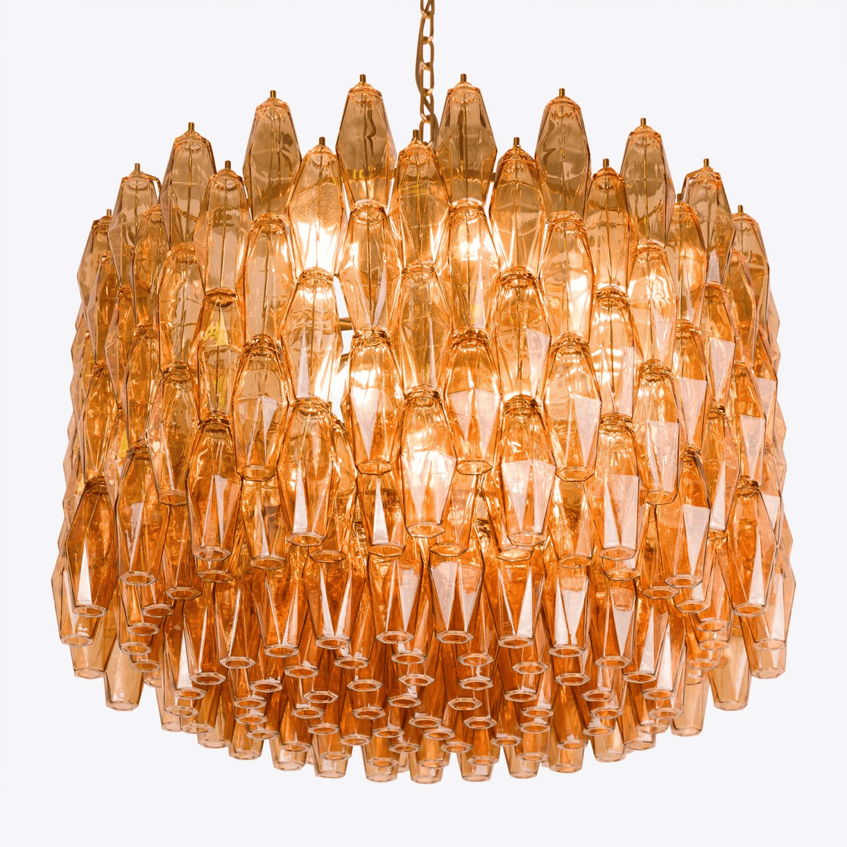 Celenella Kroonluchter van glas Cilinder Amberglas Elegante Goudkleurige Afwerking