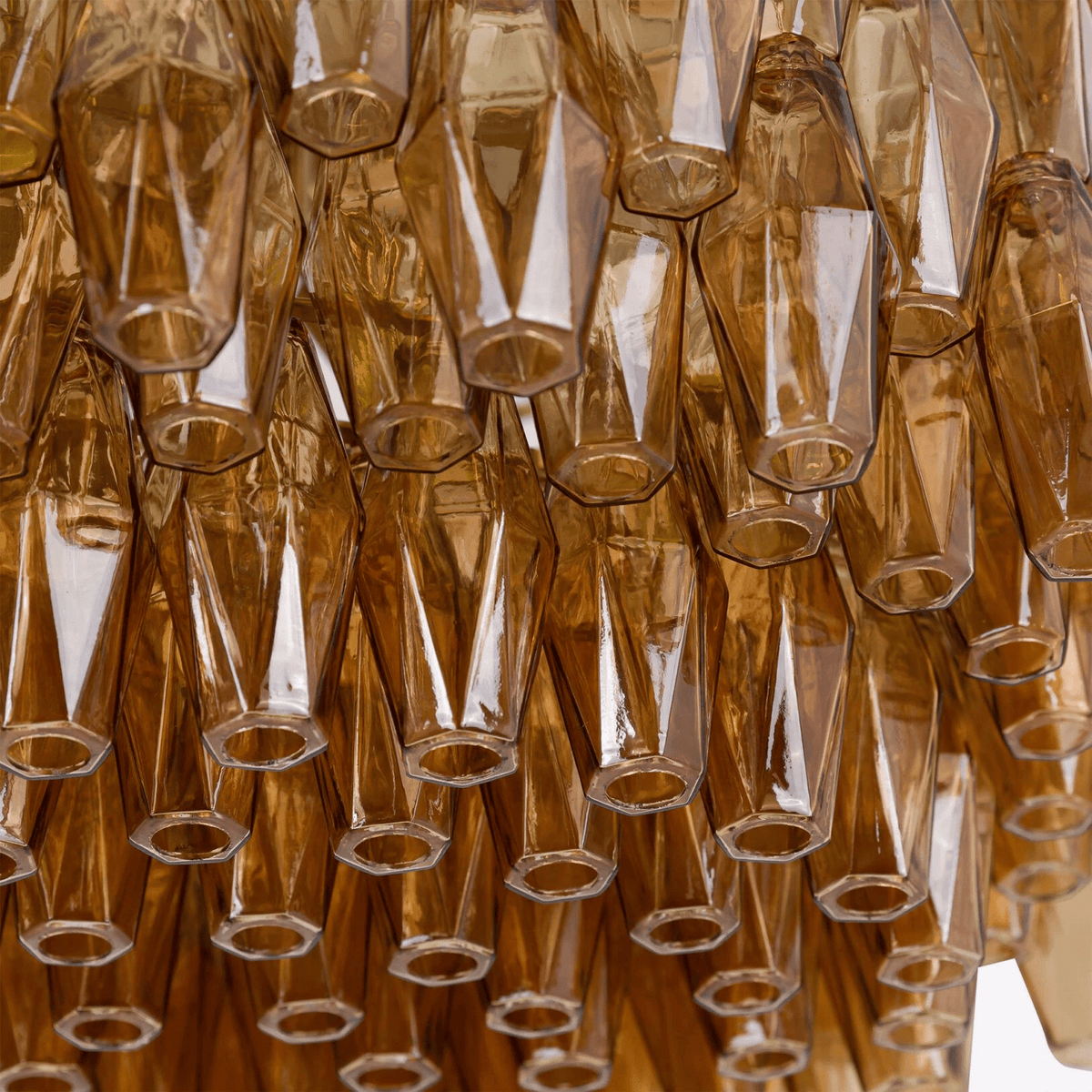 Celenella Kroonluchter van glas Cilinder Amberglas Elegante Goudkleurige Afwerking