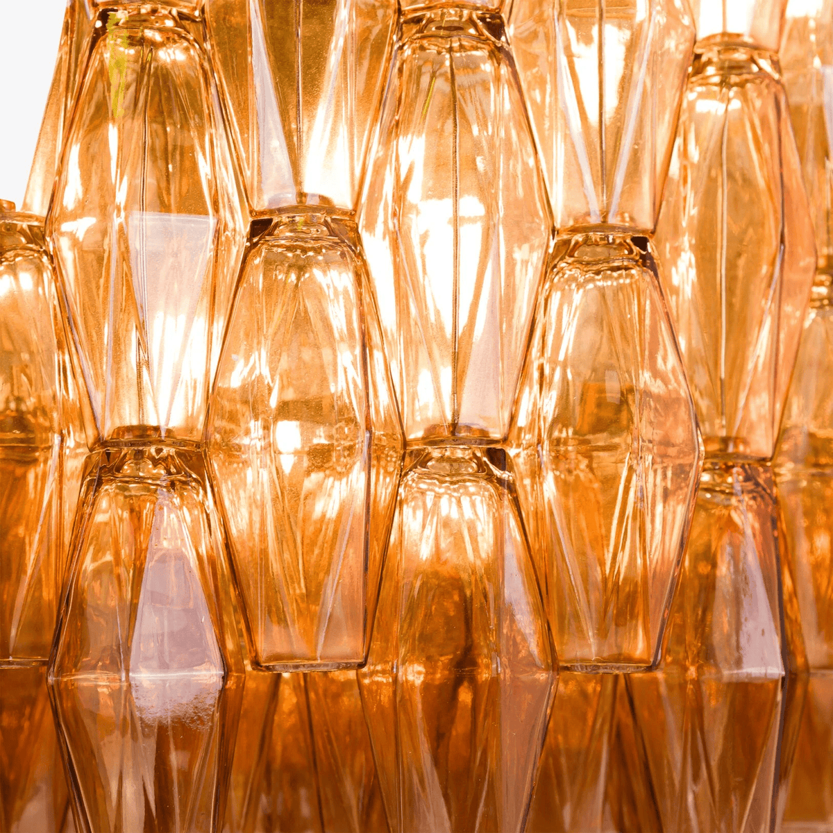 Celenella Kroonluchter van glas Cilinder Amberglas Elegante Goudkleurige Afwerking