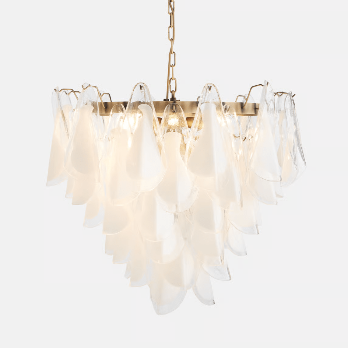 Eiririel Kroonluchter Wit Bloemblaad glas Gelaagd Modern