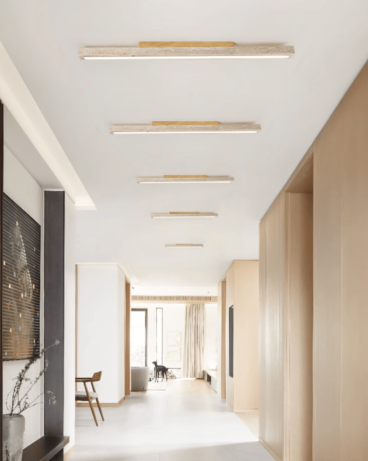 Valinian Minimalistische plafondlamp van travertin
