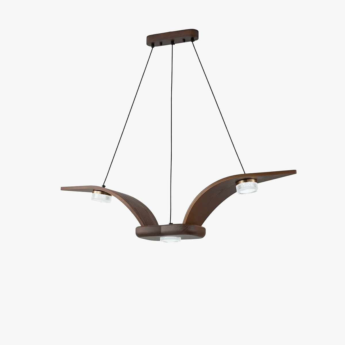 Rhexo Kroonluchter walnoothout Kristal Sculpturale