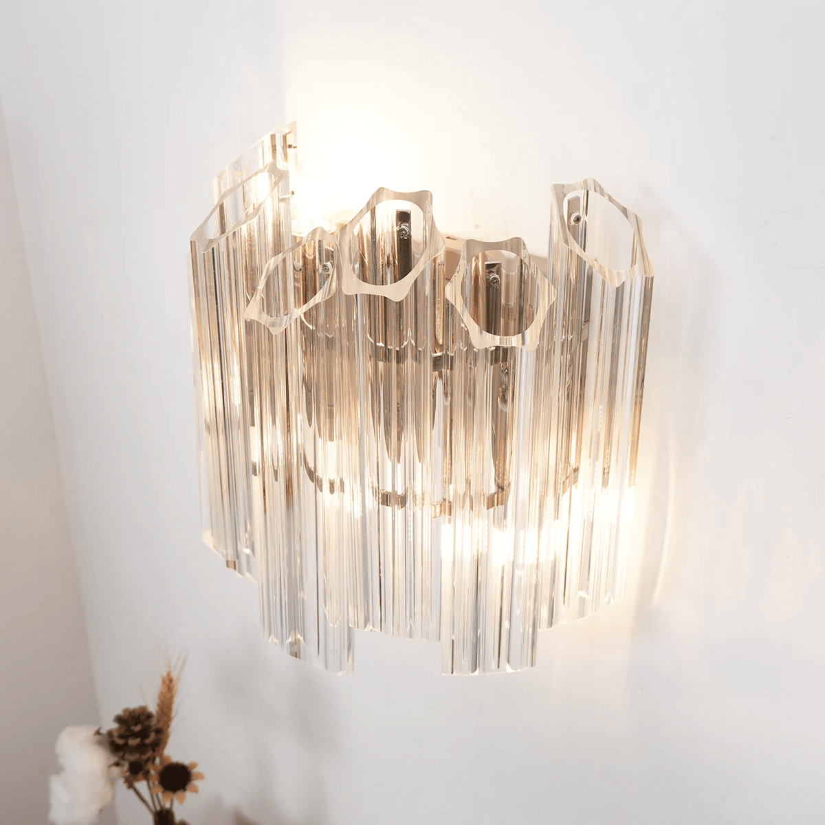Celalaria wandlamp Helder Murano-glasbuis Cascade