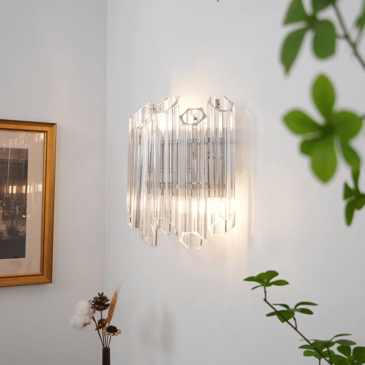 Celalaria wandlamp Helder Murano-glasbuis Cascade
