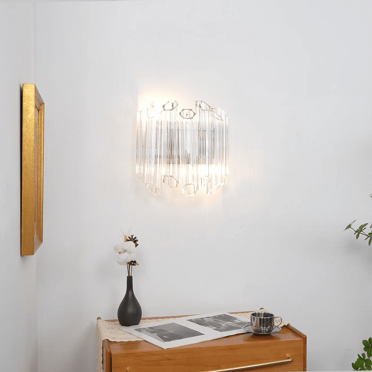 Celalaria wandlamp Helder Murano-glasbuis Cascade