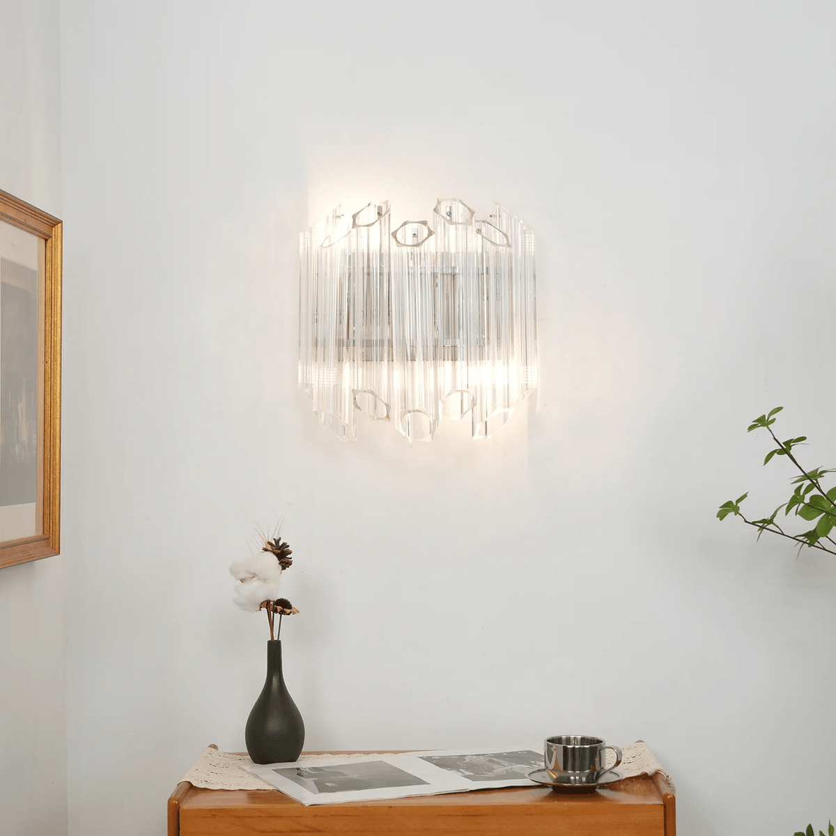 Celalaria wandlamp Helder Murano-glasbuis Cascade