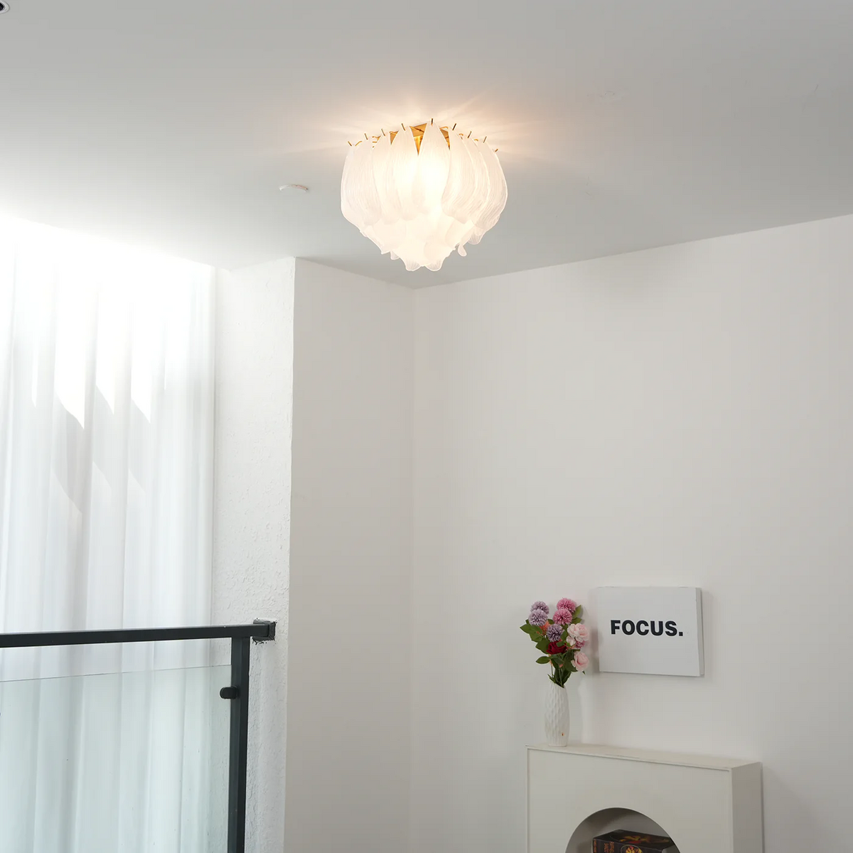 Liorivina plafondlamp Murano bloemblaadjes handgemaakte glas vlakke plafondlamp