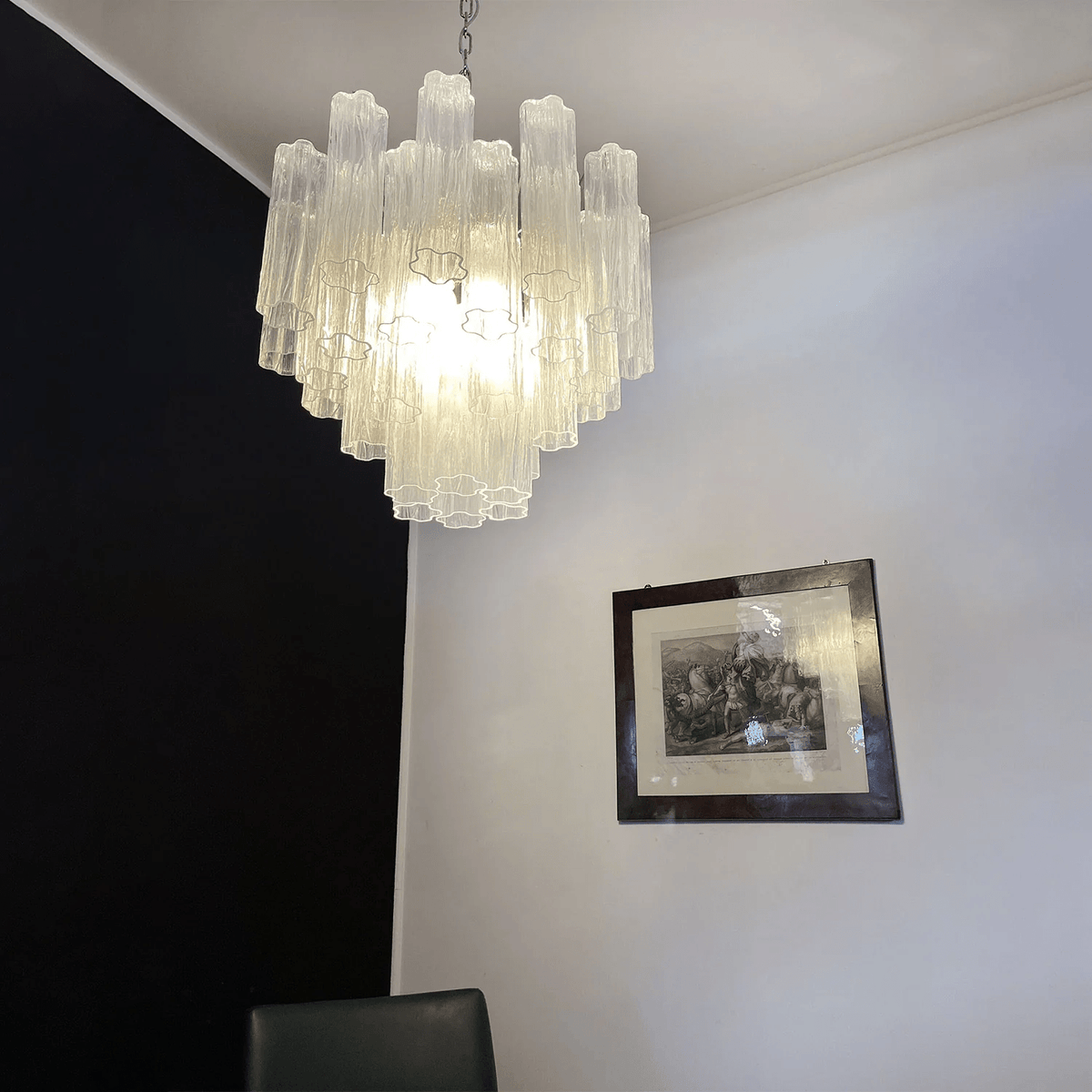 Lioruian kroonluchter Murano glas gelaagd Grijs