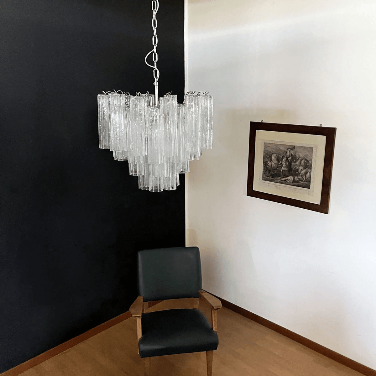 Lioruian kroonluchter Murano glas gelaagd Grijs