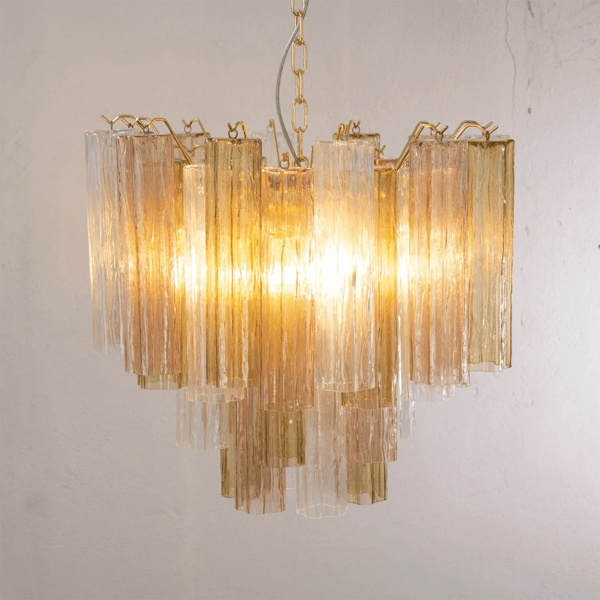 Lioruian kroonluchter Murano glas gelaagd Grijs