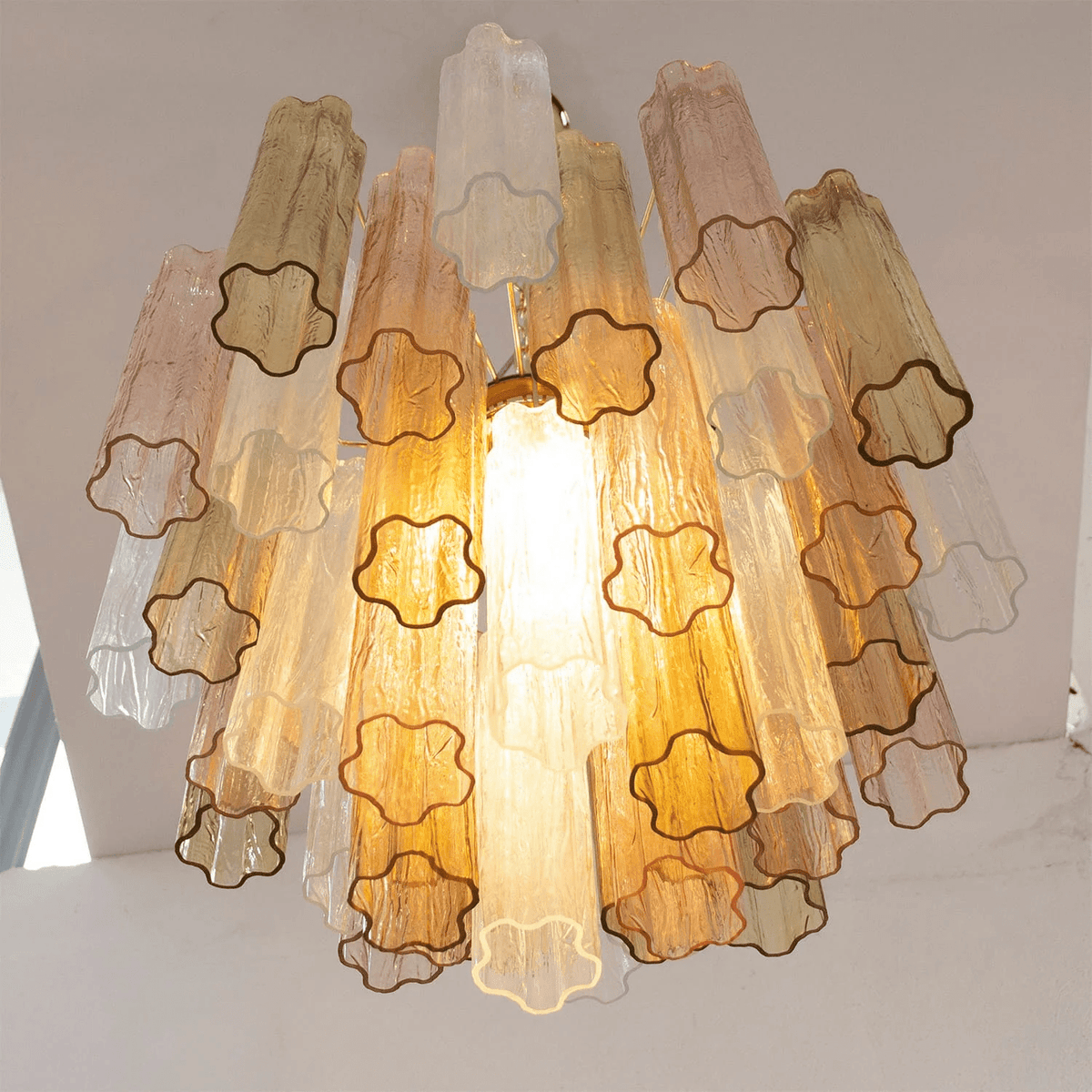 Lioruian kroonluchter Murano glas gelaagd Grijs
