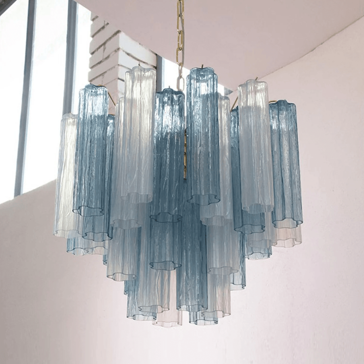 Lioruian kroonluchter Murano glas gelaagd Grijs