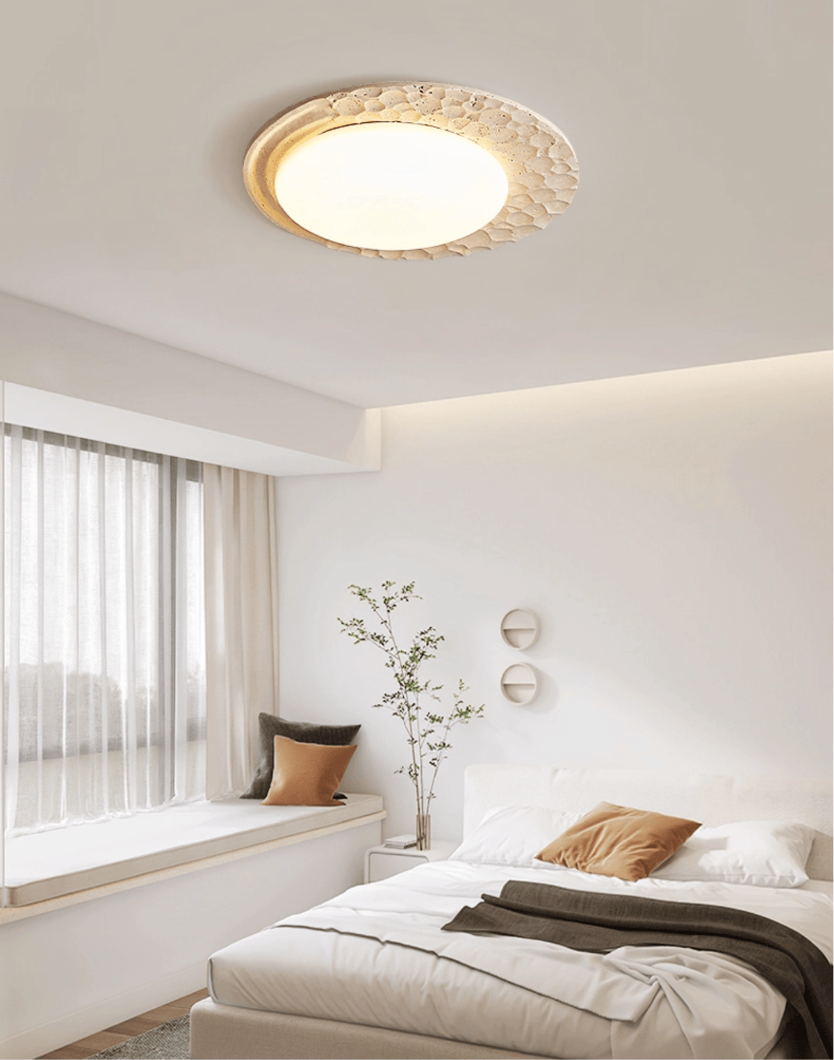 Ivsoris plafondlamp met textuur van geel travertin