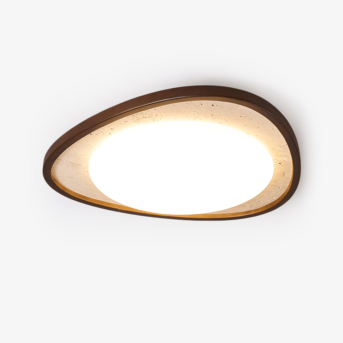 Orsoliel plafondlamp van geel travertin en walnoothout