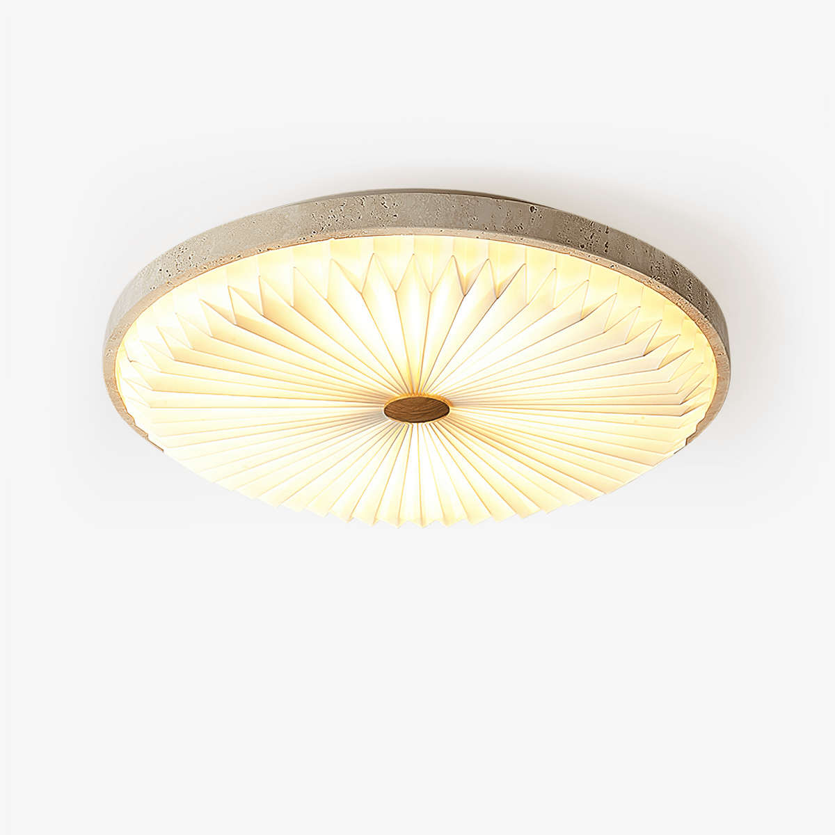 Ciloraris plafondlamp met textuur van geel travertin