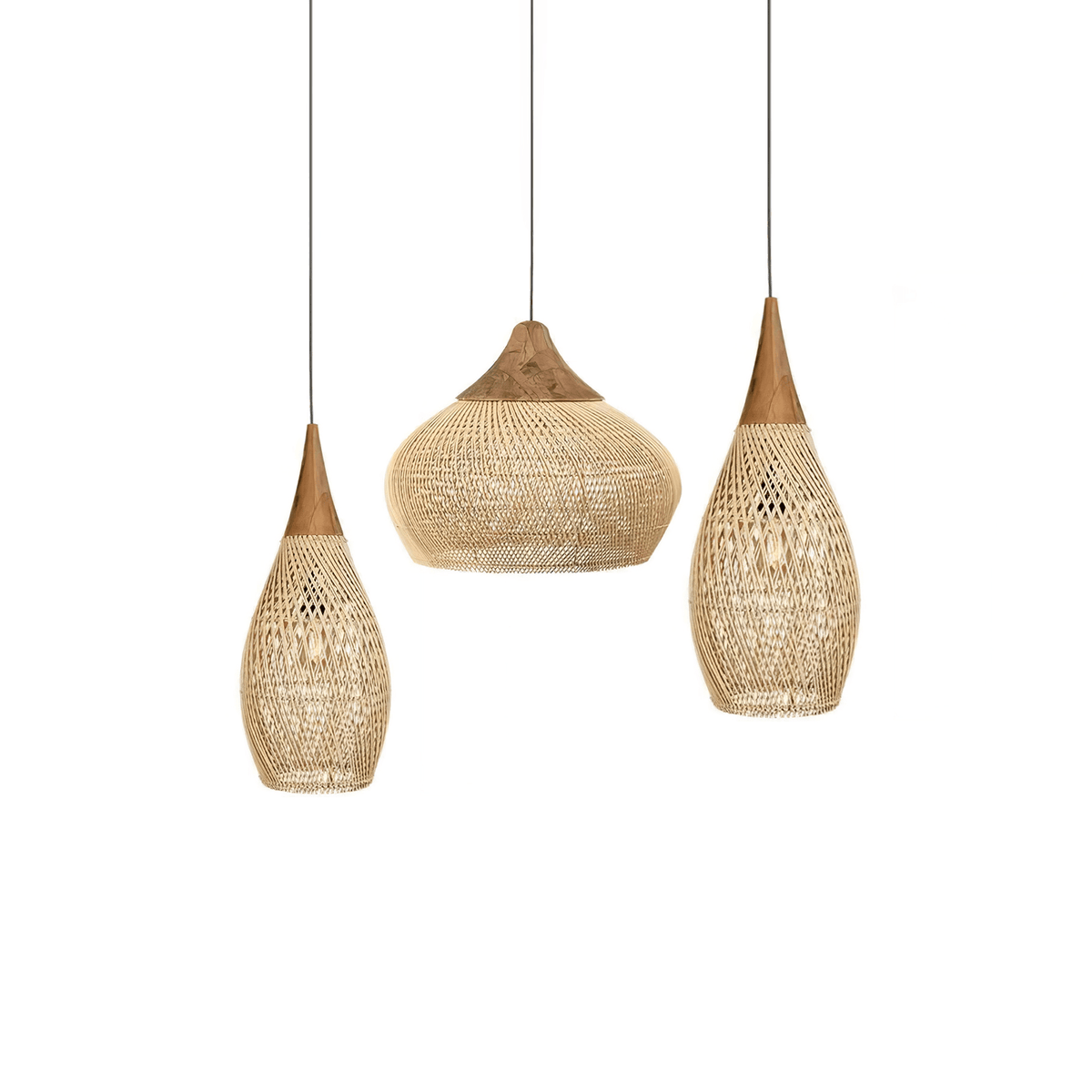Solavn hanglamp van rotan en hout