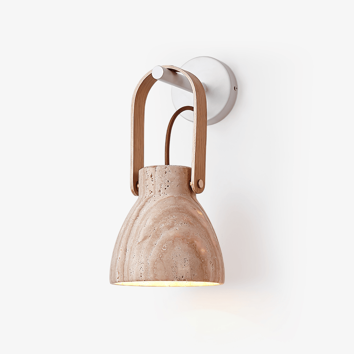Tarix travertin wandlamp met Houten Handvat