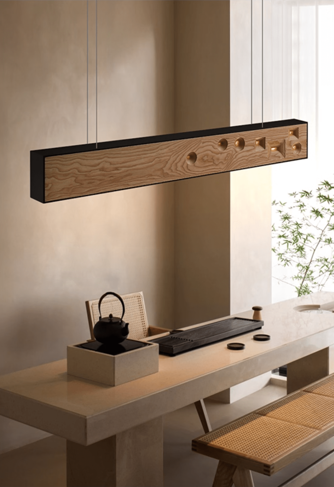 Elvorora hanglamp hout edelsteen lineaire LED