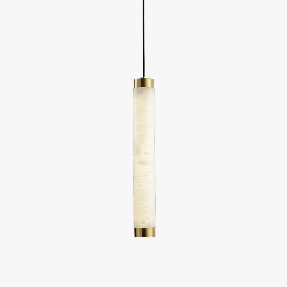 Lira cilindrische hanglamp van albast met goudkleurige afwerking