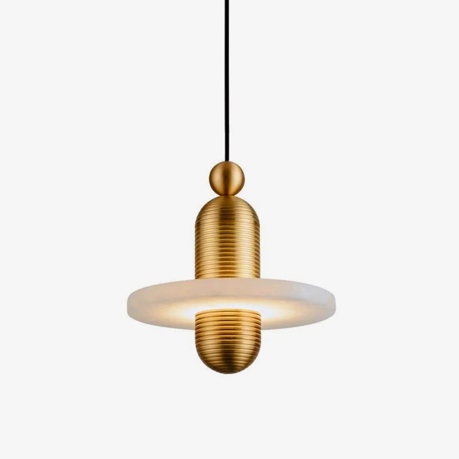Avenirina hanglamp met geborsteld messing en albasten kap