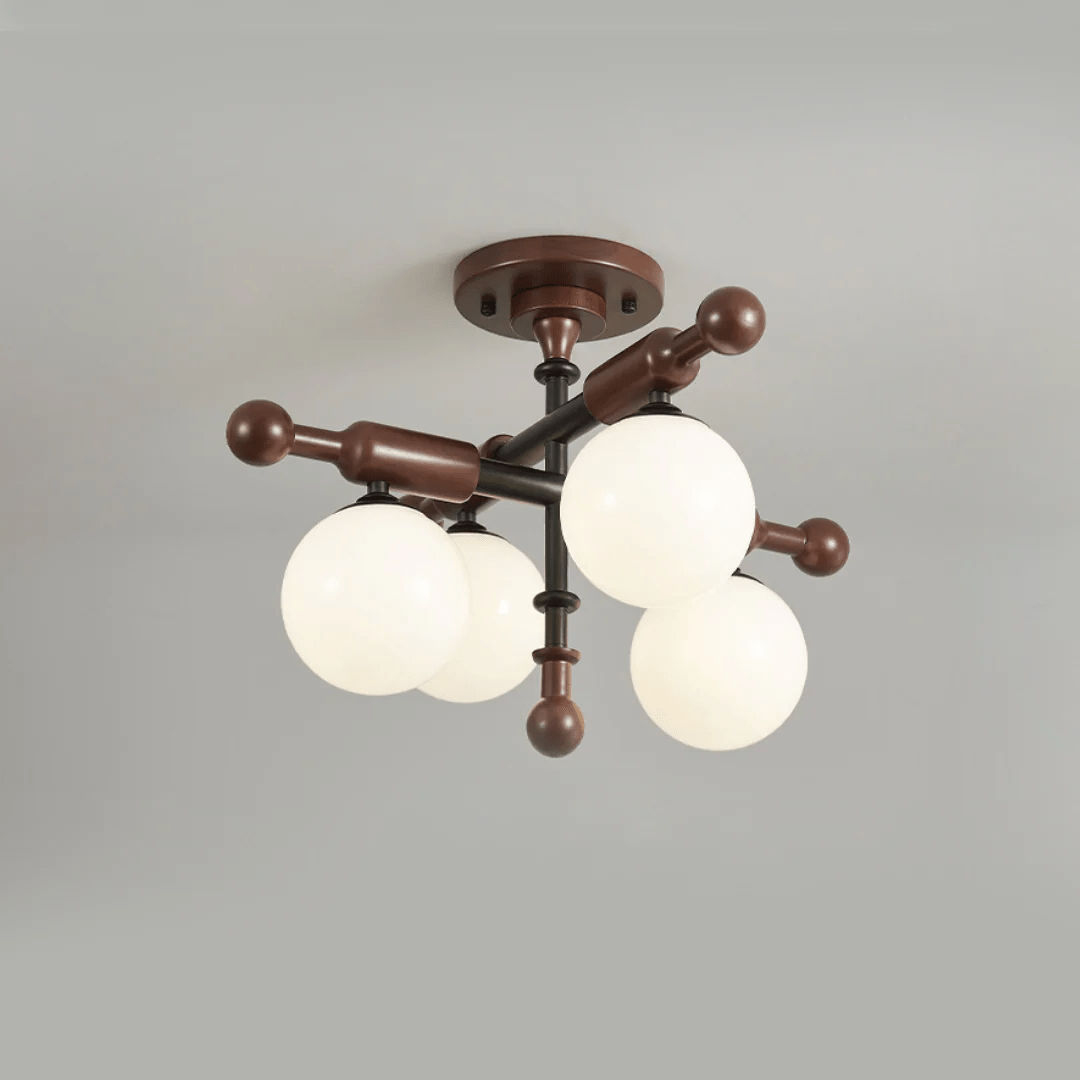 Rusticana kruisbalk plafondlamp van walnoothout