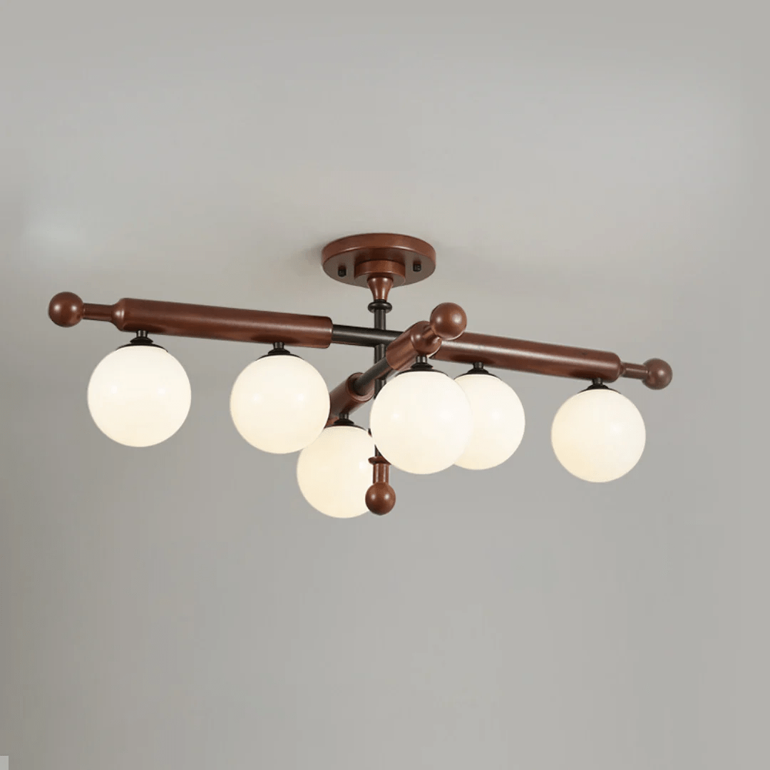Rusticana kruisbalk plafondlamp van walnoothout