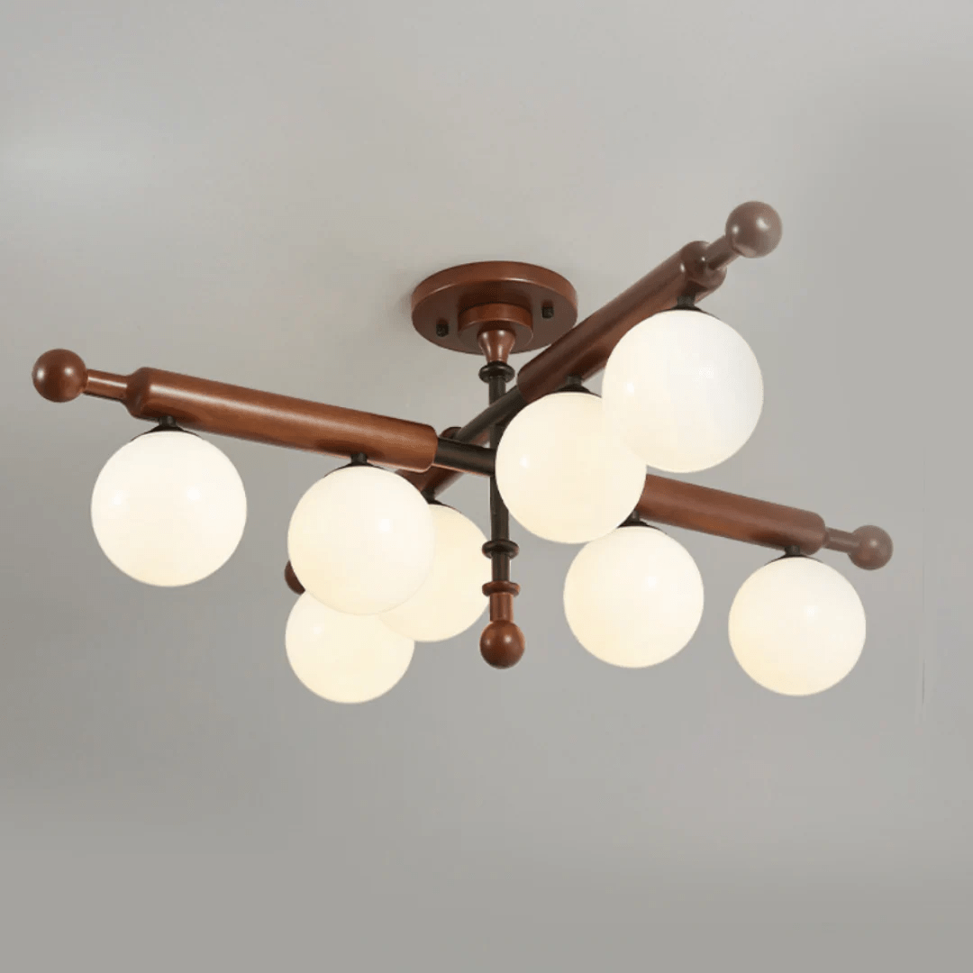 Rusticana kruisbalk plafondlamp van walnoothout
