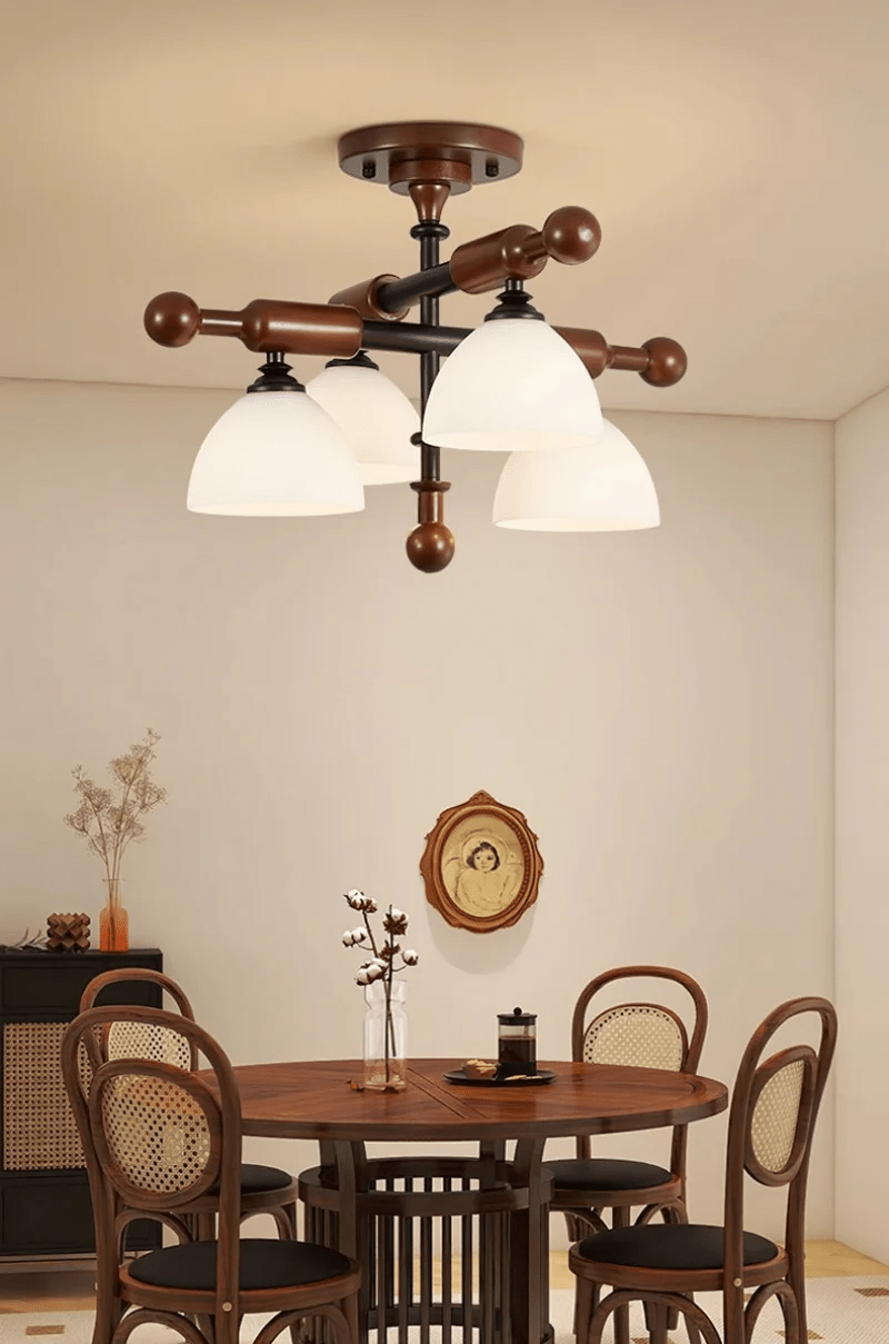 Rusticana kruisbalk plafondlamp van walnoothout
