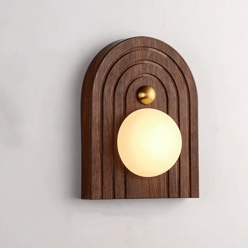 Orlin albasten wandlamp hout