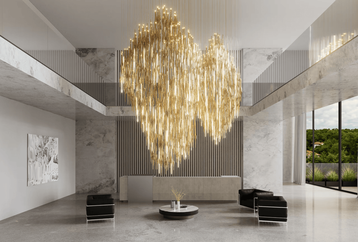 HydroDrop Amber glas Grand Cascade Kroonluchter