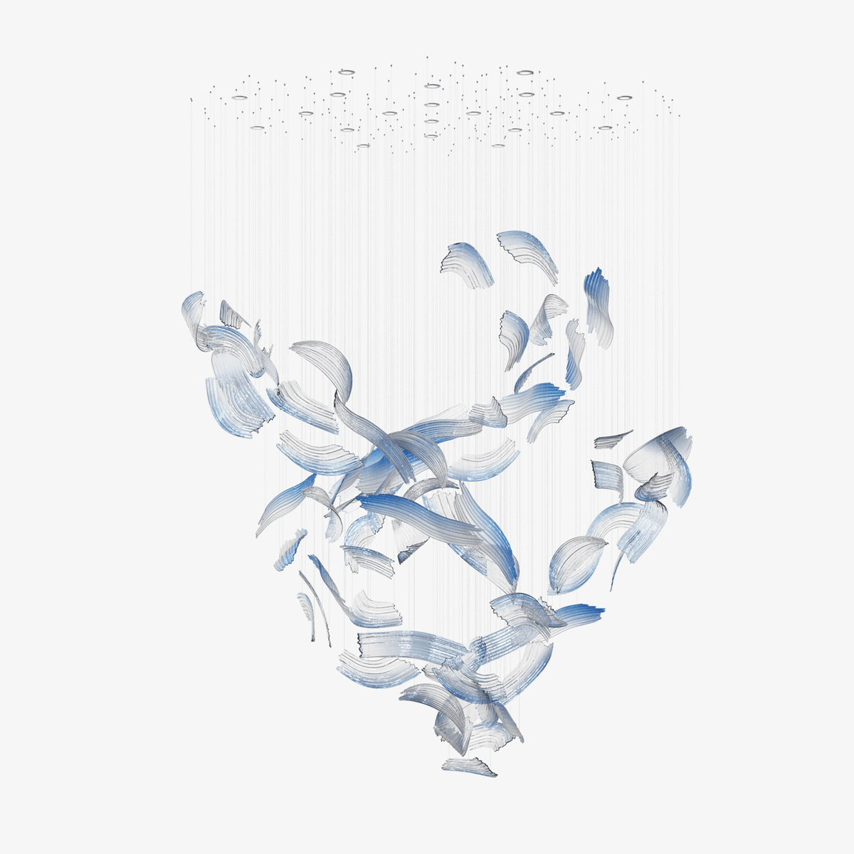 Indigo Brush Abstract Art Blauw & Helder glas Kroonluchter