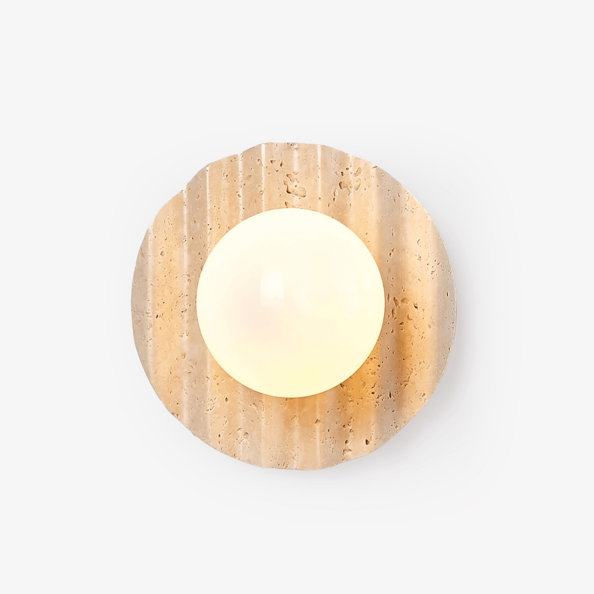Aluk wandlamp in Geel travertin