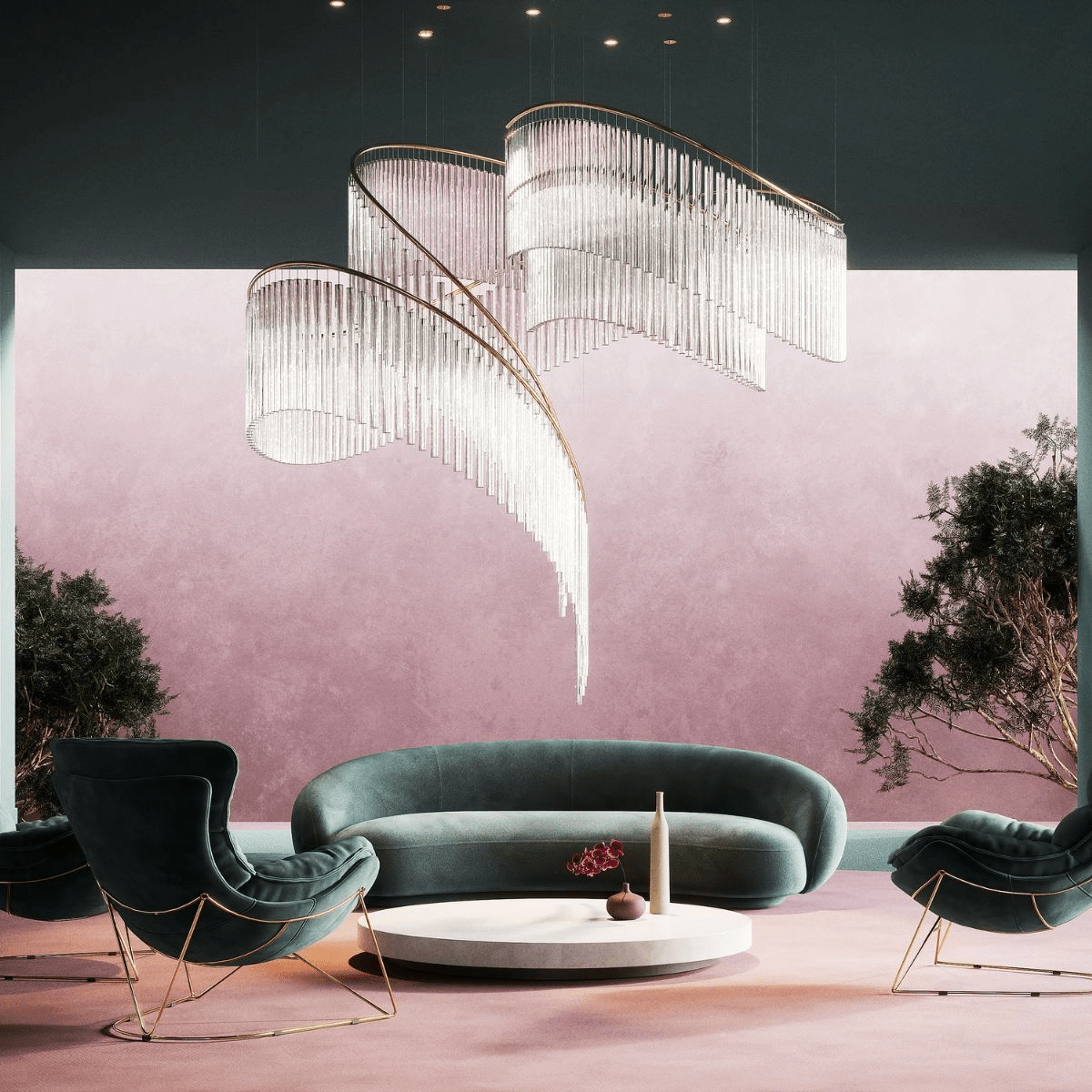 Rivella Shimmering Cascade  Kristallen glas Kroonluchter
