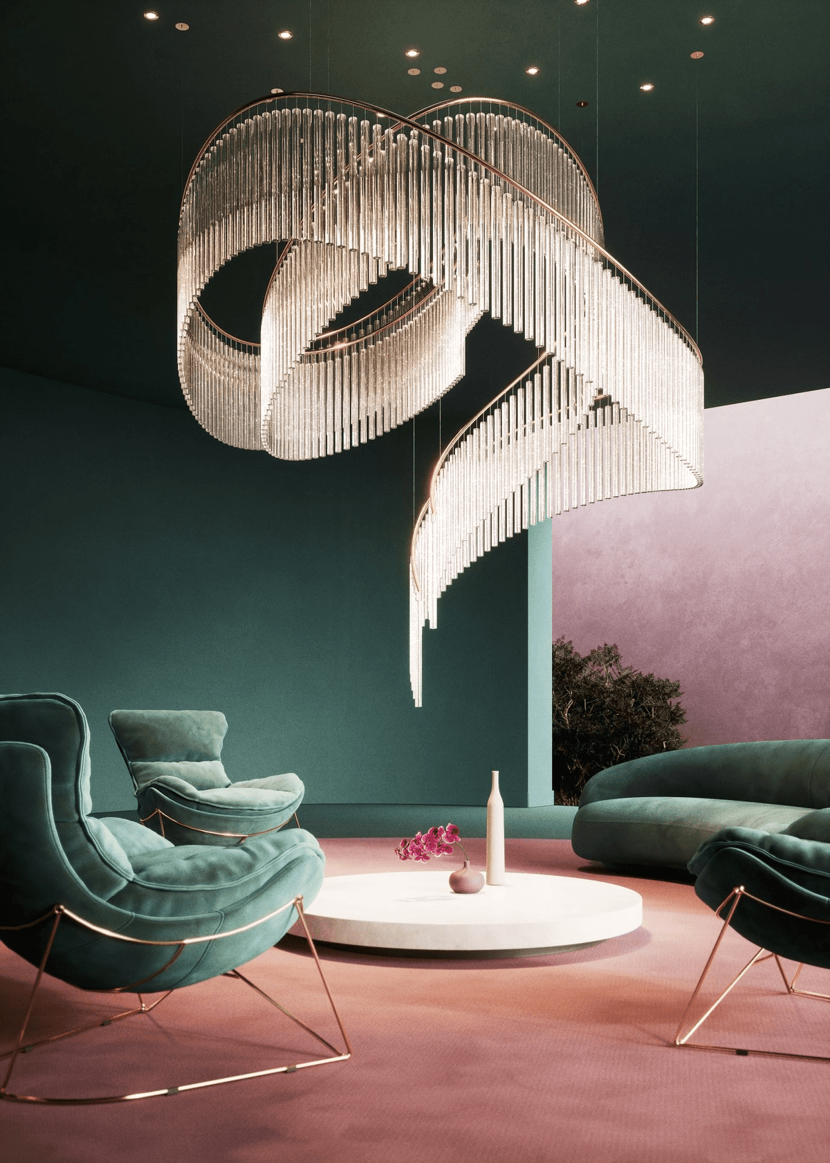 Rivella Shimmering Cascade  Kristallen glas Kroonluchter