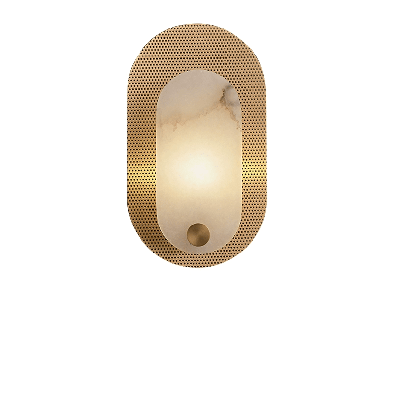 Perforated ovaal wandlamp in albast