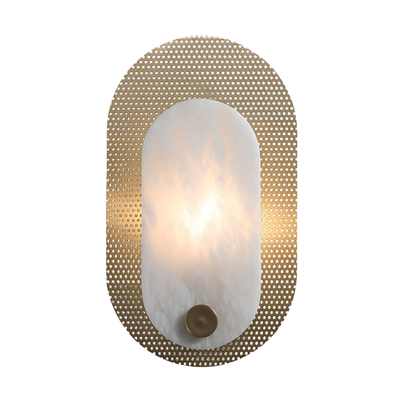 Perforated ovaal wandlamp in albast