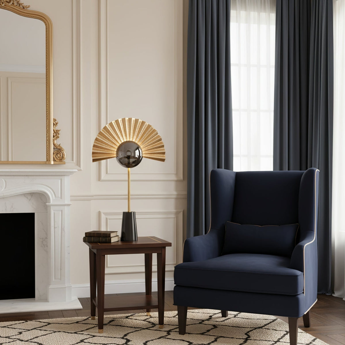 Virelune tafellamp met gouden ventilator