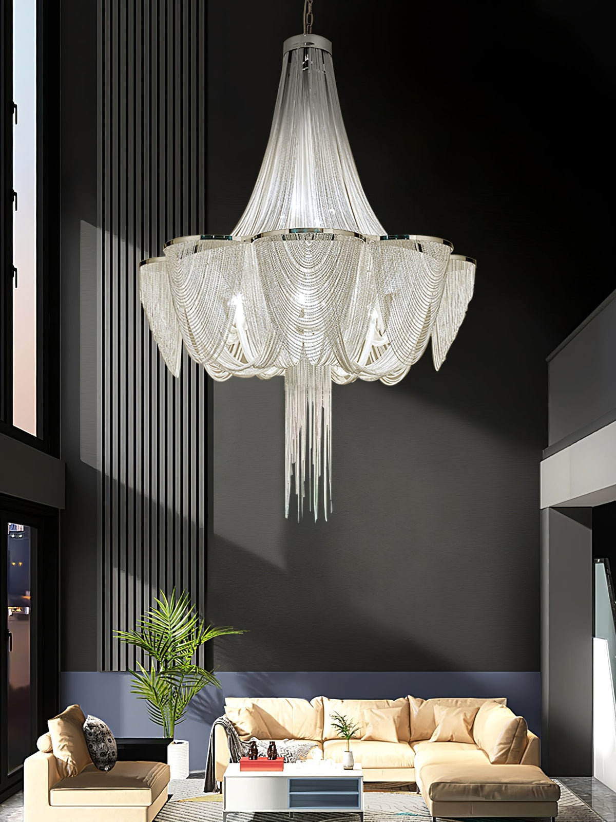 Serein Zilveren Ketting Kroonluchter met Tassel