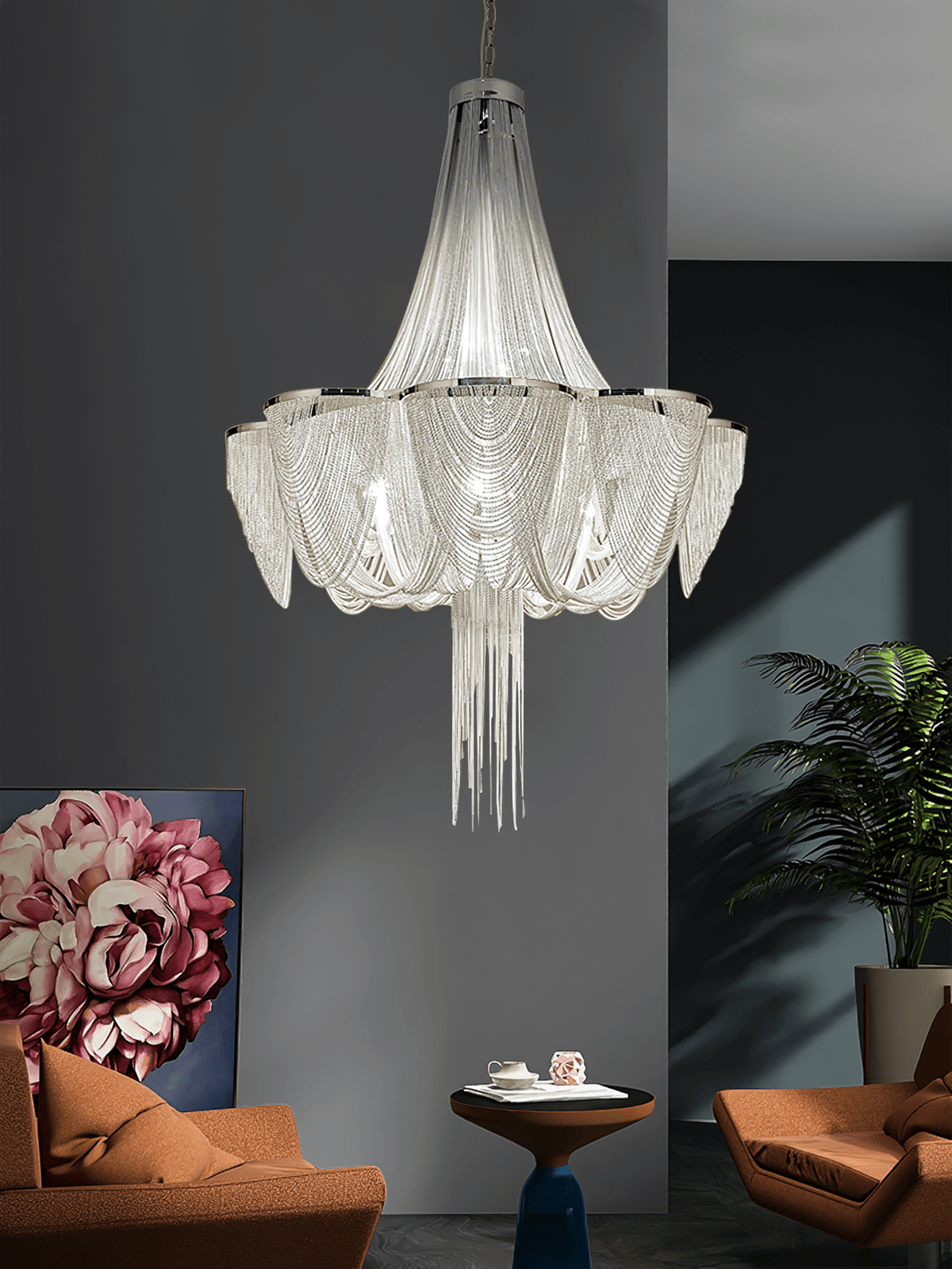Serein Zilveren Ketting Kroonluchter met Tassel