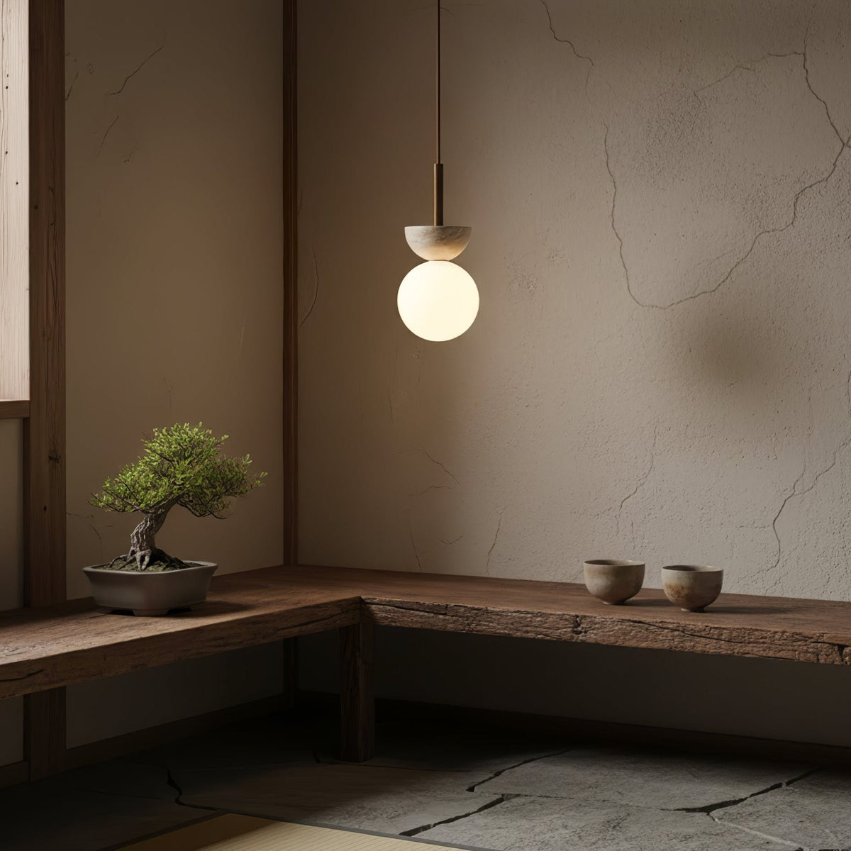 Calixen travertin Half Duo hanglamp