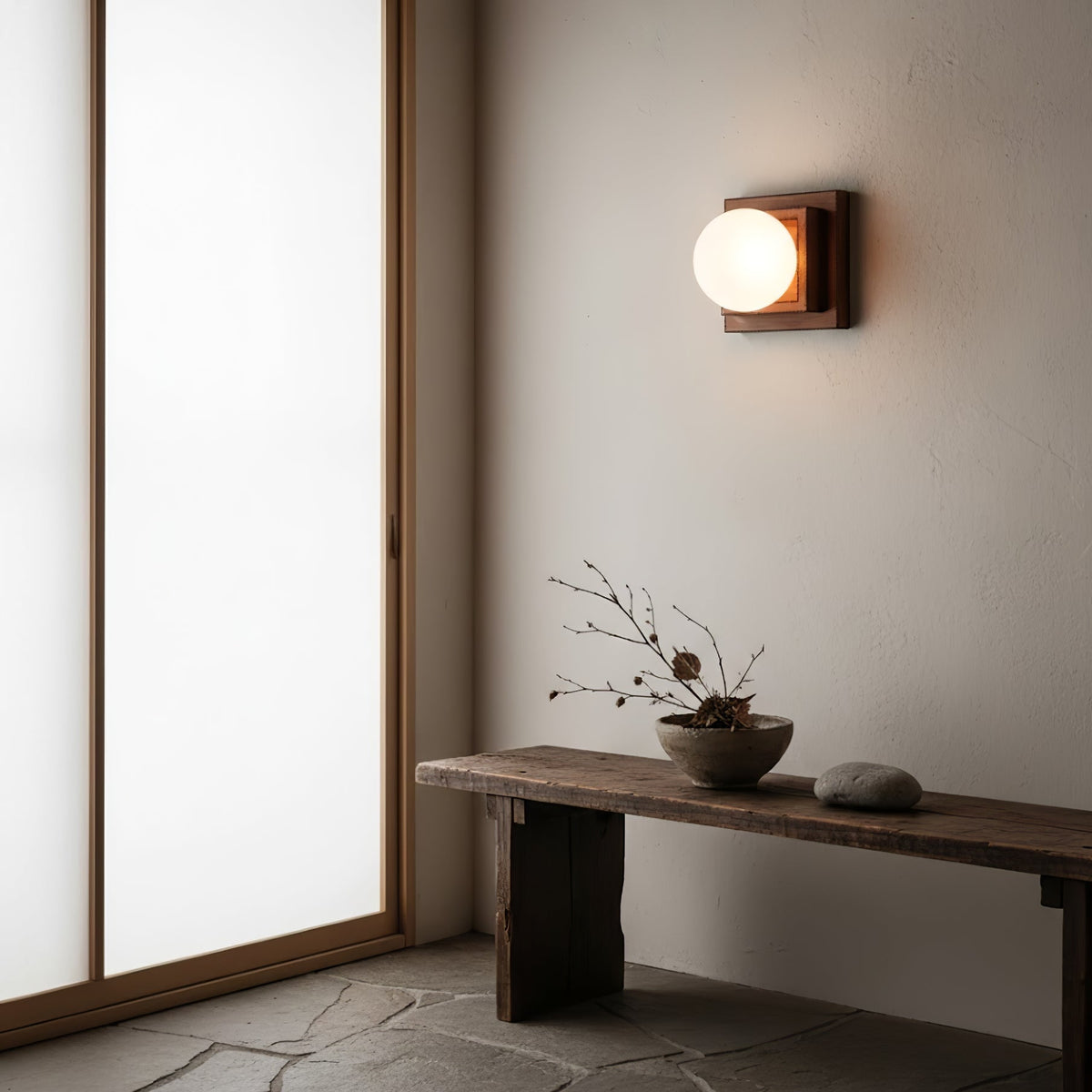 Luna Hout Gelaagd Bolvormig Wandlamp